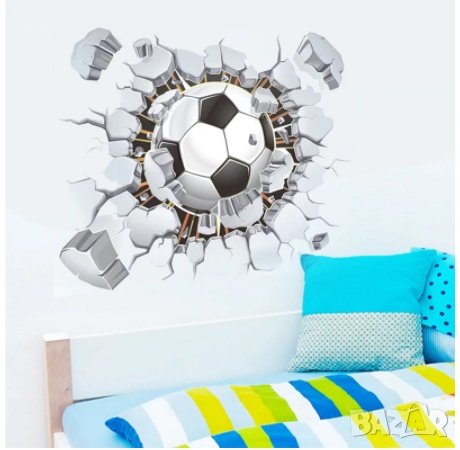 3D футбол Футболна топка стикер за стена и мебел детска стая самозалепващ, снимка 3 - Други - 18819266