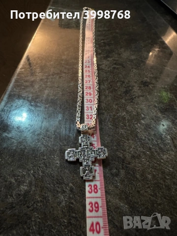 Сребъре ланец със кръст, снимка 3 - Колиета, медальони, синджири - 53673494