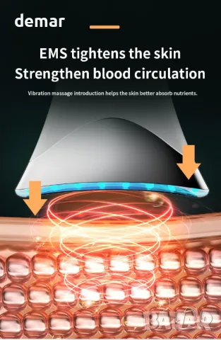 Устройство за лифтинг на лице и стягане на врата – Нагреваем EMS микротоков масажор с 3 LED режима, снимка 8 - Други - 50042011