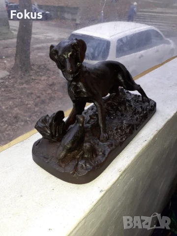 Прекрасна статуетка фигура на ловно куче от чугун, снимка 4 - Антикварни и старинни предмети - 51083448