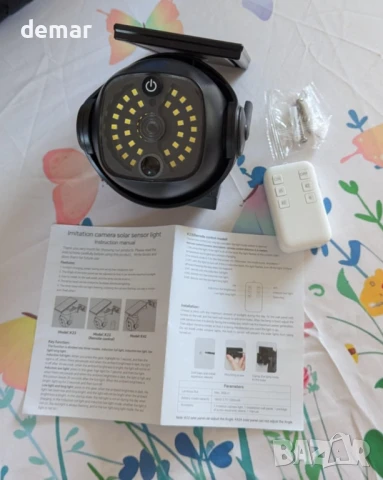 Vistrix соларна LED охранителна лампа и макетна CCTV камера с PIR сензор, IP65, черна, снимка 8 - Соларни лампи - 50771104