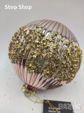 Стъклена коледна топка 10 см диаметър   Ръчно изработена , снимка 3 - Декорация за дома - 42840989