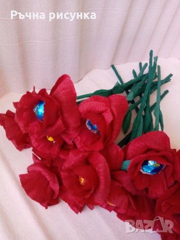 Голяма роза с бонбон 1лв, снимка 2 - Декорация за дома - 32061266