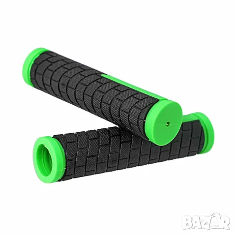 Черно зелени велосипедни дръжки 132 mm с отвор 21 mm