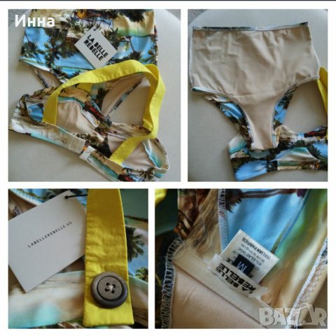 Бански костюм от две части S размер с висока талия и цветен принт , снимка 3 - Бански костюми - 29633356