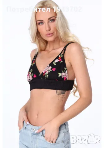 Дамски къс топ в черен цвят ZZ352, снимка 1 - Корсети, бюстиета, топове - 48119137
