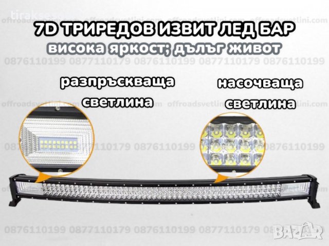 7D ИЗВИТ LED BAR 360W 56CM ЛЕД БАР За Джип Камион Микробус, снимка 2 - Аксесоари и консумативи - 39652978