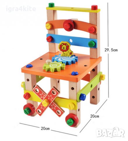 Дървено столче с врътки , конструктор 3в1 всички дървени играчки, снимка 10 - Конструктори - 34398435