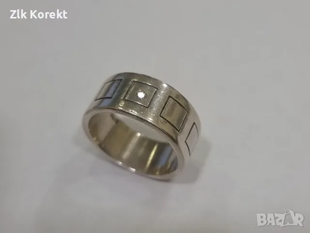 Сребърен пръстен с диамант, снимка 13 - Пръстени - 56534076