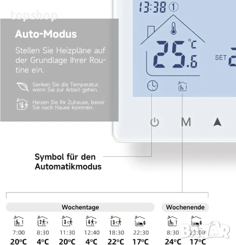 НОВ Цифров термостат Beok BOT-R6W, бял, снимка 2 - Друга електроника - 50501860