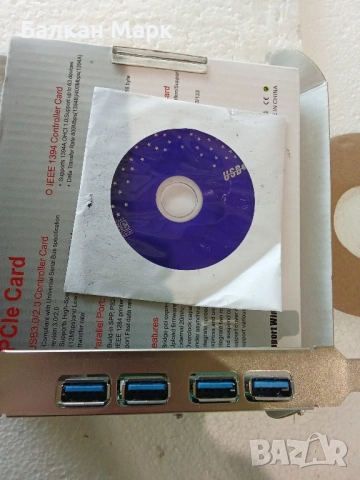 PCIe USB 3.0 контролерна карта – 4 порта, нова, с драйвери, снимка 4 - Други - 50700963