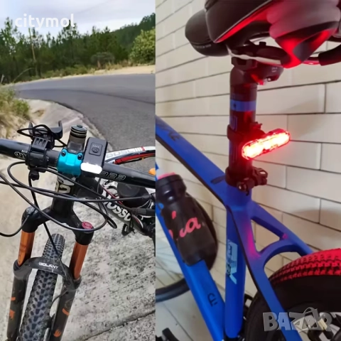 Мощен Т6 XML фар и задна светлина за велосипед/скутер, двойна светлина, акумулаторна батерия, снимка 6 - Аксесоари за велосипеди - 51831158
