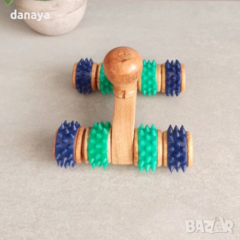 3699 Дървен масажор Количка с 8 колела, снимка 5 - Други стоки за дома - 40661425