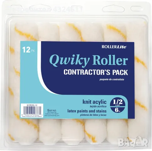 Комплект мини ъглови валяци Quali-Tech 6CR050Q-12, За боядисване, Размер 15.2 cm, 12, 7 мм мъх