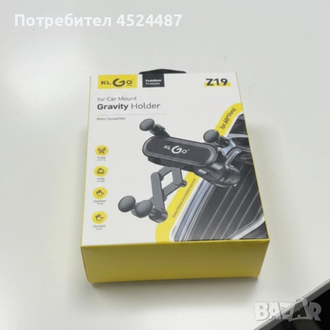 Гравитационна стойка за телефон за кола KLGO Z19 – 360° въртене, монтаж на климатична решетка, снимка 2 - Аксесоари и консумативи - 52931259