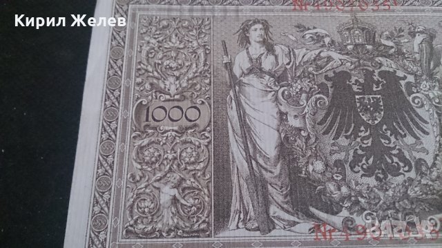 Банкнота 1000 райх марки 1910год. - 14595, снимка 9 - Нумизматика и бонистика - 29083904