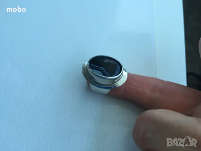 Красив нов сребърен пръстен с черно-бял  камък , тегло 11.94г,  проба 925. , снимка 6 - Пръстени - 49674403