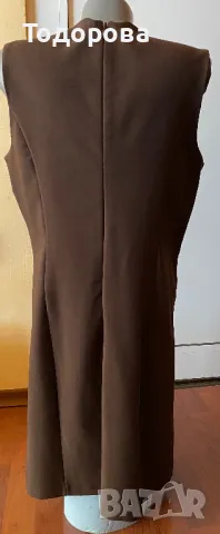 Кафява рокля без ръкав със златисти копчета, снимка 3 - Сукмани - 49422143