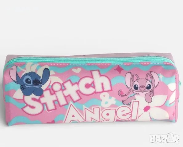 Цилиндричен несесер Stitch – розов, 19x6x6 см, снимка 3 - Ученически пособия, канцеларски материали - 55940969