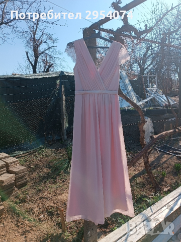 Нова рокля в цвят пепел от рози м-55лв, снимка 3 - Рокли - 44599189