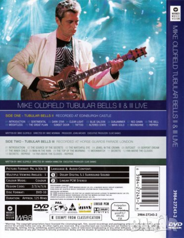 Музика: DVD Mike Oldfield: Tubular bells 2 - Premiere live performance Edinburg; Tubular bells 3, снимка 3 - Ученически пособия, канцеларски материали - 31449082