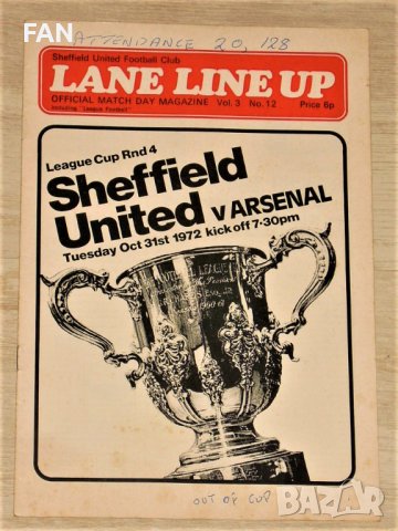 Шефилд Юнайтед оригинални футболни програми - Арсенал 1967,1971 Нюкасъл 1977 (ФА къп) Бирмингам 1973, снимка 3 - Фен артикули - 28466991