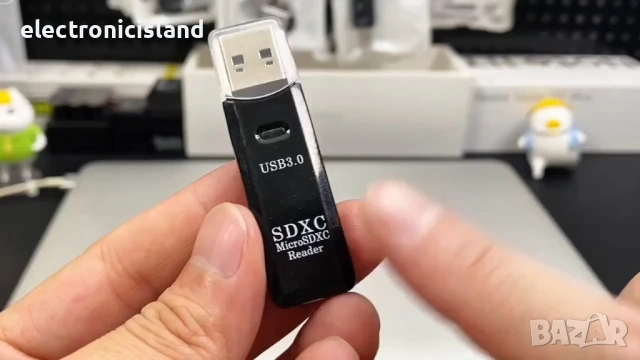 Четец за USB 3.0 на Micro SD и SD карти памет, 3-в-1 адаптер  съвместим с SDXC, SDHC, MMC, RS-MMC..., снимка 8 - Кабели и адаптери - 53923876