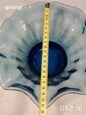 стъклена фруктиера арт синьо стъкло 19/5, снимка 4 - Декорация за дома - 49266853
