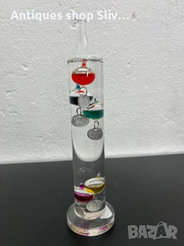 Галилеев термометър с цветни стъклени колби. №4741, снимка 5 - Други ценни предмети - 42892743