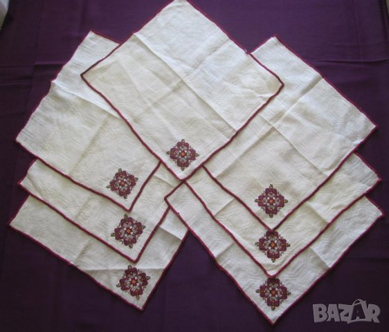 19 век Ръчно Бродирани Салфетки с Фолк Мотиви 7 броя, снимка 7 - Антикварни и старинни предмети - 35399826