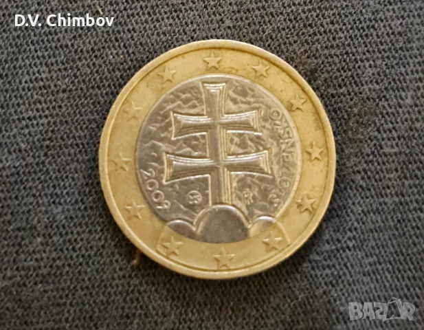 Монета от 1 евро, емисия на Словакия от 2009 година. 