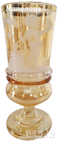 Стъклена чаша от втората половина на 19 век, около 1890-1900 г., снимка 3 - Други ценни предмети - 52230877