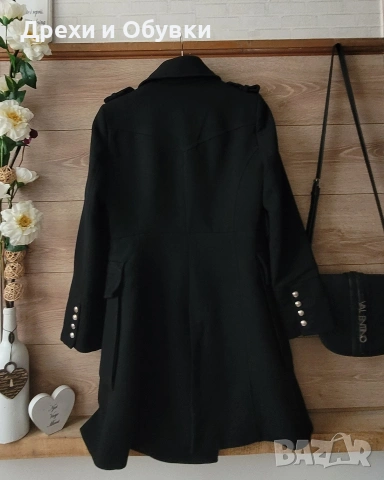 Черно палто Zara МИЛИТЪРИ златни копчета , снимка 4 - Палта, манта - 51795828
