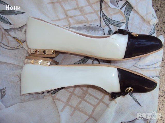 Дамски лачени обувки на МАТ-СТАР черно и бяло, снимка 2 - Дамски елегантни обувки - 42863759
