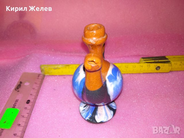 КЕРАМИЧНО БЪРДУЧЕ СВИРКА РЪЧНА МАЙСТОРСКА ИЗРАБОТКА ТРАДИЦИОНЕН ЕТНО СУВЕНИР ГЛЕДЖОСАНА ГЛИНА 42942, снимка 4 - Декорация за дома - 44297234