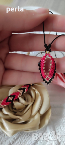 Ръчно изработен сет от гривна и колие , снимка 6 - Гривни - 44620693