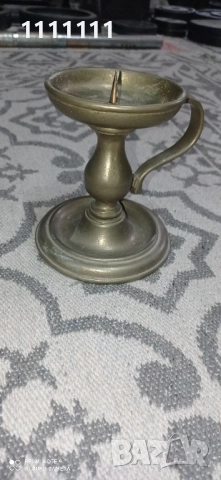 Бронзов свещник 1 кг., снимка 3 - Антикварни и старинни предмети - 52351348