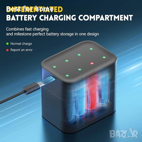 BATZONE- 8 броя акумулаторни литиеви батерии с бързо зарядно, снимка 4 - Батерии, зарядни - 52985697