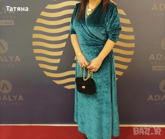 Тюркоазна рокля от плюш до 2 ХЛ