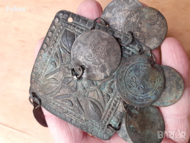 Стар възрожденски накит трепка забодка тепелък, снимка 2 - Антикварни и старинни предмети - 52041755