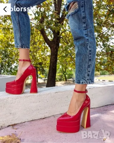 Обувки на ток - червен лак - VT2