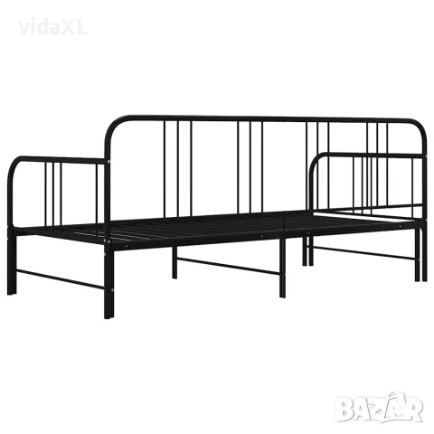 vidaXL Разтегателна кушетка рамка за легло черна метал 90x200 см, снимка 7 - Спални и легла - 56146796