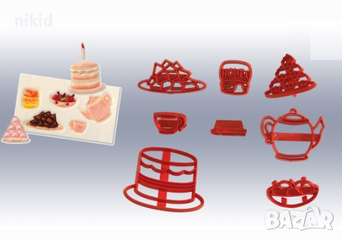 сет торта чаша чайник пластмасови резци резец форма форми украса фондан торта печати, снимка 3 - Форми - 44572488