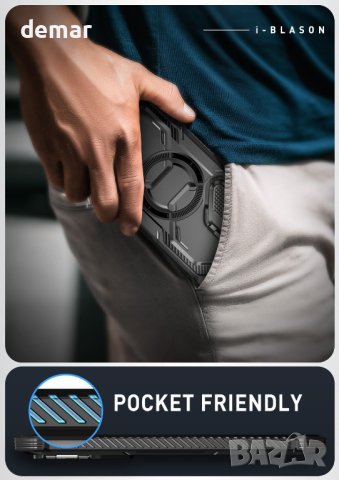 Калъф i-Blason Armorbox за Samsung Galaxy S24 (2024 г.), метален капак за камера и стойка, черен, снимка 3 - Калъфи, кейсове - 44295799