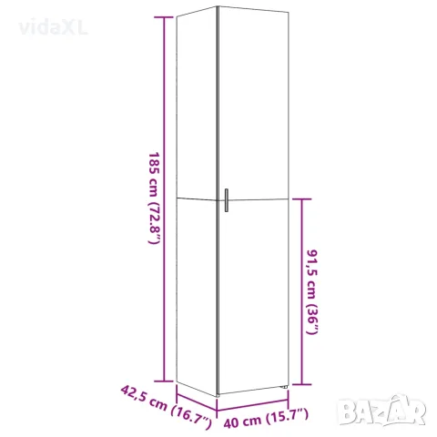 vidaXL Висок шкаф, сонома дъб, 40x42,5x185 см, инженерно дърво, снимка 10 - Бюфети - 56146875