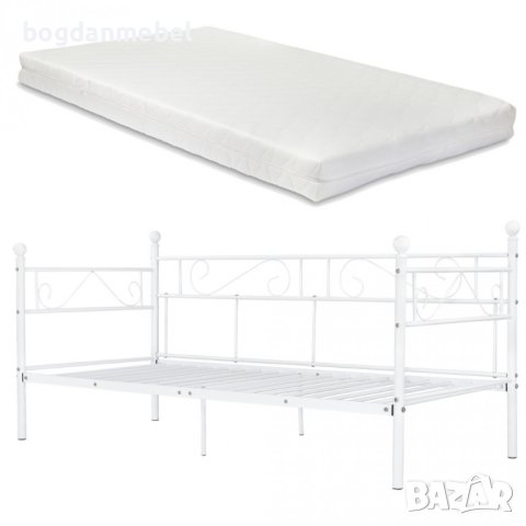 Канапе/Легло с метална рамка и матрак , бяло, снимка 2 - Спални и легла - 42836965
