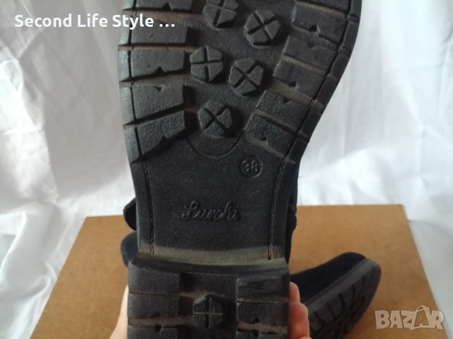 Lurchi № 38 дамски боти естествен велур в син цвят, снимка 14 - Дамски боти - 53138099