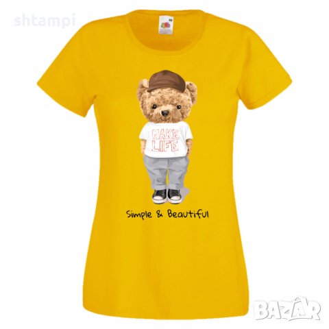 Дамска тениска bear Simple and Beautiful, Мече,Меченце,Животно, Играчка,Изненада,Подарък,Повод,, снимка 11 - Тениски - 37292157