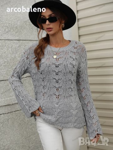 Дамски свободен пуловер с кръгло деколте, 6цвята , снимка 10 - Блузи с дълъг ръкав и пуловери - 42926615