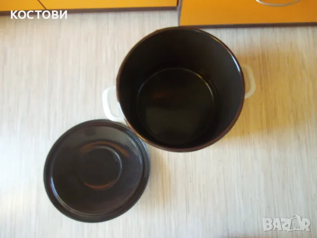 Емайлирана тенджера с капак, снимка 7 - Съдове за готвене - 56413936